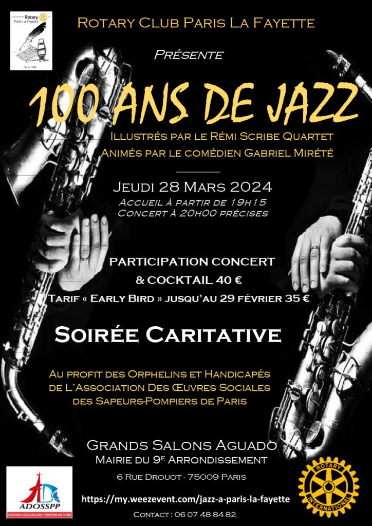 affiche 100 ans de jazz au Rotary Club